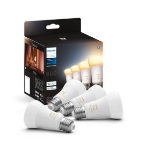 Philips Hue NEW White Ambiance Smart Light Bulb 4 Pack 60W - 800 Lumen [E27 Edison Screw] With Bluetooth. Works with Alexa