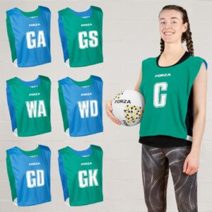 FORZA Pro Reversible Netball Bibs [Pack of 7] | 2-in-1 Design with 5 Colour Combinations - Ideal for Schools & Sports Clubs