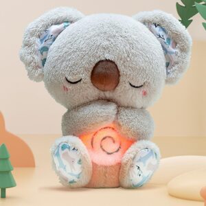 Evora Anxiety Relief Koala | Arrily Calming Stuffed Animal Otters | Breathing Soothing Koala Bear Plush Toy | Sleeping Koala with Music Lights Rhythmic Breathing Motio