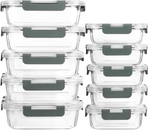 [10-Pack]Glass Meal Prep Containers -MCIRCO Food Storage Containers with Lifetime Lasting Snap Locking Lids