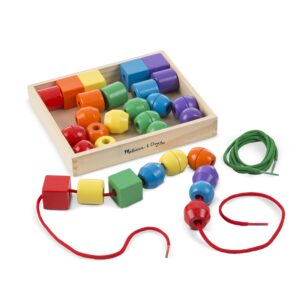 Melissa & Doug Wooden Lacing Beads | Wooden Toys | Developmental Toy | Problem Solving | 3+ | Gift for Boy or Girl