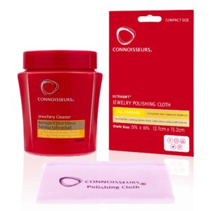 Connoisseurs Gold Jewellery Cleaner | Gold Cleaner for Jewellery with Polishing Cloth | Jewellery Cleaner Solution for Diamonds