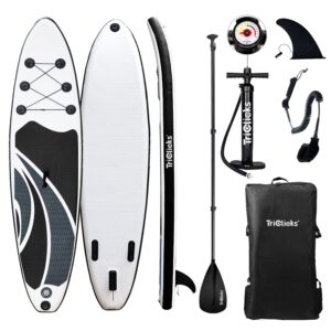 Triclicks Inflatable Stand Up Paddle Board SUP Inflatable Paddle Board 10ft Surfing Board Kit for Adults