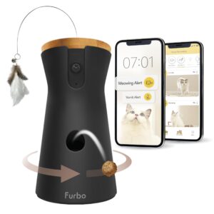 Furbo 360° Cat Camera [Premium Safety Package - Subscription Required] Smart Camera Designed for Cats with Feather Wand Toy
