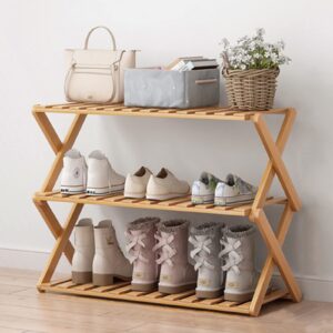 Glsety 3 Tier Bamboo Shoe Rack