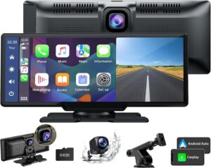 Wireless Carplay & Android Auto Car Stereo with Front 2.5K Dash Cam
