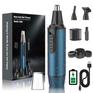 Rechargeable Nose Trimmer 2024 Painless Nose Hair Trimmer for Men Ear and Nose Hair Trimmer Nasal Hair Trimmers for Men IPX7 Waterproof Dual Edge Blades Easy Cleansing