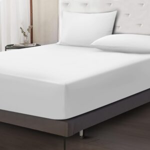 Moonlight Bedding Fitted Sheet 40 Cm Extra Deep Pocket Bed Sheets 16 inch Ultra Soft Bottom Sheet Brushed Microfiber Breathable Shrinkage and Fade Resistant (White