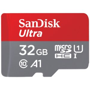 SanDisk Ultra 32 GB microSDHC Memory Card + SD Adapter with A1 App Performance Up to 120 MB/s