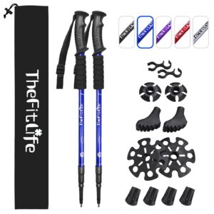 TheFitLife Hiking Walking Trekking Poles - 2 Pack With Antishock And Quick Lock System