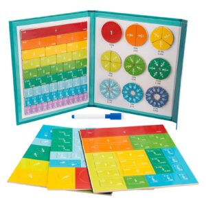 Magnetic Fraction Tiles | Magnetic Fraction Educational Puzzle | Wooden Fraction Book Set | Magnetic Fraction Tiles & Fraction Circles Activity Set | Magnetic Tiles Circles For Kids