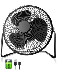 EasyAcc 9 Inch Large Battery Fan with Enhanced Airflow 5200 Capacity Powerful Battery Powered Fan 16 Hours 4 Speeds Quiet Cooling Silent Desk Fan for Home Office Outdoors Camping BBQ