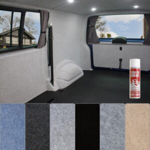 Tuda Carpets | 4 Way Stretch Van Lining Carpet + 1 Trim Fix Glue Adhesive | 6 Colours/Various Lengths - 2m W x 1m L (6ft6" x 3ft3") Black