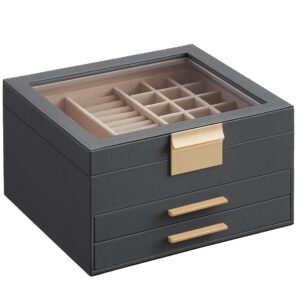 SONGMICS Jewellery Box with Glass Lid