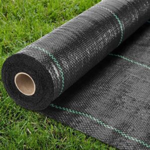Vivo Technologies 2x50m Heavy Duty Weed Control Membrane Garden Weed Barrier Fabric for Landscaping Driveway Gravel Artificial Grass Lawn Underlay Woven Roll Ground Cover Weed Block Black