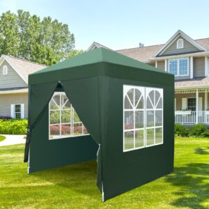 Bonnlo Pop Up Gazebo 2x2m Gazebo with Sides Easy One Person Setup Instant Outdoor Canopy Folding Garden Gazebo Party Tent (Green)