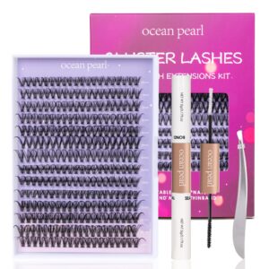 DIY Lash Extension Kit 280pcs Individual Lashes with Lash Bond and Seal Tweezers 30+40D 10-16mm Mix C/CC/D Curl Cluster Lashes Soft Light Eyelash Extension Kit at Home (30+40D-0.07-10-16MIX KIT)