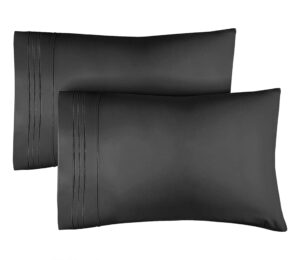 Standard Size Pillow Cases Set of 2 - Extra Soft Pillowcases - 50cm x 75cm - Breathable & Cooling Pillow Cases 2 Pack - Luxury Pillow Covers - Machine Washable - Pillow Protectors 2 Piece Set (Black)