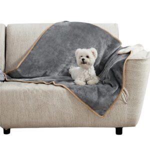 Lesure Waterproof Dog Blanket Washable - 100x80cm Fleece Pet Blanket For Medium Dogs and Cats