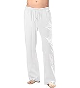 Mens Casual Trousers Cotton Linen Trousers Loose Straight Legs Yoga Beach Pants