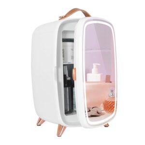 ARTETHYS Mini Fridge for Bedrooms 6L Skincare Beauty Makeup Fridge with LED Mirror Cosmetic Small Fridge for Home Office Skin Care