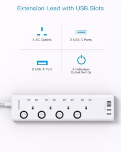 4 Way Plug Extension Socket with Individual Switches