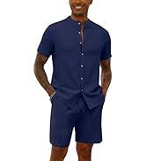 Mens Shirts and Shorts Sets Casual Short Sleeve Hawaiian Shirts 2 Pieces Fashion Button Down Summ...