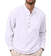 Mens Cotton Linen Shirt Casual Long Sleeve Plain Button Down Shirts for Men M-3XL