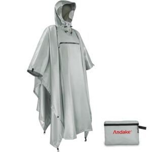 Andake Rain Poncho Lightweight Raincoat Unisex Rain Jacket with Waterproof Hood for Camping