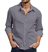 Mens Long Sleeve Shirts Casual Button Down Lightweight Shirt for Men M-4XL