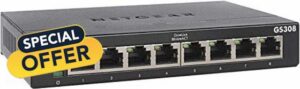 NETGEAR 8 Port Gigabit Network Switch (GS308) - Ethernet Switch - Ethernet Splitter - Plug-and-Play - Silent Operation - Desktop or Wall Mou