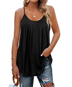 Aokosor Ladies Tops Summer Vest Tops Adjustable Spaghetti Straps Ladies Pleated Sleeveless Tank Ladies Tops