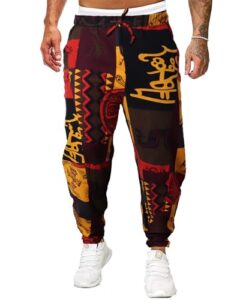 YAOBAOLE Men Hippie Trousers Men Linen Trousers 3D Printed Joggers Yoga Tracksuit Bottoms