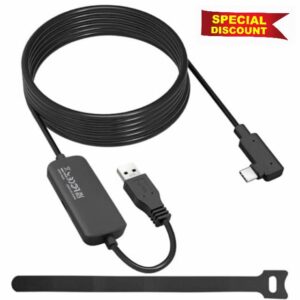 LiNKFOR Link Cable 16FT Compatible with Oculus Quest 2 Quest Pro Pico 4 Accessories and Gaming PC Steam VR USB 3.0 Type A to C Cable with Separate Charging Port (16FT Charging While Play)