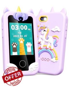 UCIDCI Unicorn Kids Phone Toy for Girls Age 3-5 Kids Learning Cell Phone Toys for Girls Toddler Toys for Girl Birthday Touchscreen Pretend Phone for 3 4 5 6 7 8 Years Kids (Purple)