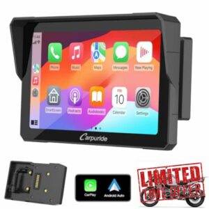 Carpuride W702B Motorcycle GPS Carplay Screen with Custom Mount for BMW Motorbike