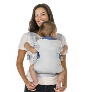 Infantino - Flip Breathable 4-in-1 Light & Airy Convertible Carrier - Adjustable Waist Belt & Plush Straps - Ergonomic and Comfortable Baby Carrier - Easy to Clean - Light Grey - 1 Uni