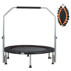 Panana Foldable Mini Trampoline Fitness Trampoline Rebounder，Exercise Trampoline with Adjustable Foam Handle
