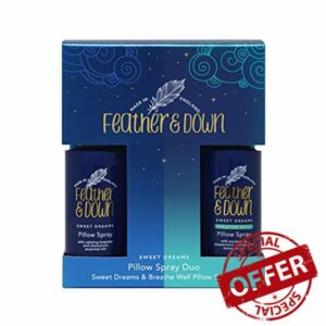 Feather & Down Pillow Spray Duo Set (50ml Sweet Dreams Pillow Spray & 50ml Breathe Well Pillow Spray) - The Perfect Combination for a Peaceful Night's Sleep. Cruelty Free. Vegan Friendly.