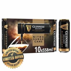 Guinness Draught│Nitrosurge│Stout Beer│4.1% vol│10x558ml│Perfect Pub Pour At Home│Guinness Six Nations│Ready for Rugby│Cans
