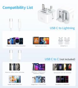 [MFi Certified] 20W PD USB C to Lightning Fast Phone Wall Charge Plug Adapter with 2M/6.6FT Type C Charging Long Cable for iPhone 14/13/12/11/X/8/iPad