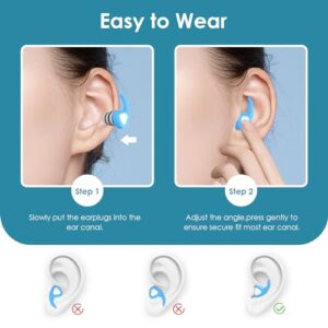 3 Pairs Waterproof Reusable Silicone Swim Ear Plugs for Swimmers Pool Bath Showering Surfing Kayaking (Adults & Teens 14+)