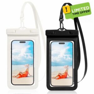 AuGiueam 2 PCS Universal Waterproof Phone Pouch - IPX8 Waterproof Phone Case with Lanyard
