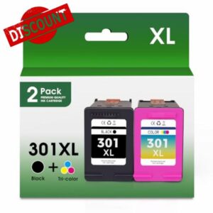 HOTCOLOR 301XL 301 ink cartridges combo pack Replacement for hp ink 301 for hp 301 black ink cartridges for hp envy 4500 5530 5532 deskjet 2540 printer (1Black/1Tri-Color