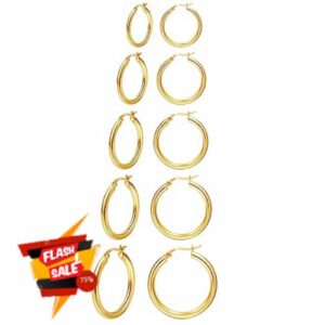 5Pairs Sterling Silver Hoop Earrings-Silver Hoops Earrings for Women Sleeper Small Hoop Earrings Tiny Mini Hoop Earrings for Girls Women 8/10/12/14/16mm PABBEU