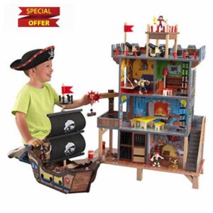 KidKraft Pirate's Cove Wooden Play Set with Pirate Ship and Action Figures Included