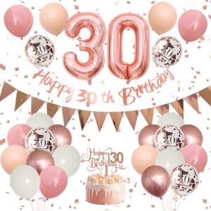 30th Birthday Decorations Retro Pink Rose Gold