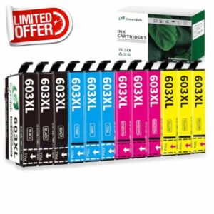 Greenjob 603XL Ink Cartridges Multipack Replacement for Epson 603 XL for Expression Home XP-3100 XP-4100 XP-2100 XP-2105 XP-3105 Workforce WF-2810 WF-2830 WF-2835 WF-2850 Printer (12-Pack)