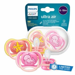 Philips Avent Ultra Air Soother 2 Pack - BPA-Free Soother for Babies Aged 6-18 Months (model SCF085/04)