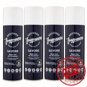 Designer Fragrances 4 Pack Savore Air Freshener Blast Cans - For Home & Vehicles – Natural Oils